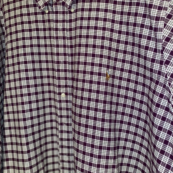 Ralph Polo Plaid Button Down Purple & White Shirt - Picture 4 of 4
